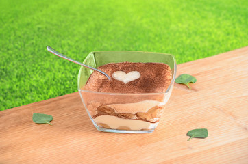 Beautiful cake with heart shape garnish