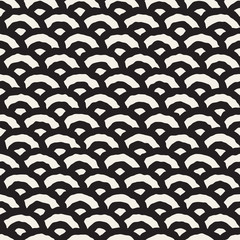 Vector Seamless Black And White Hand Painted Line Geometric Circular Oriental Pattern