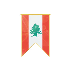 Luxury vertical ribbon with Lebanon flag framed in gold