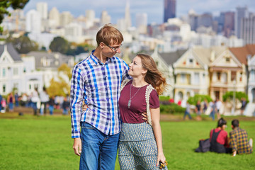 Romantic loving couple having a date in San Francisco