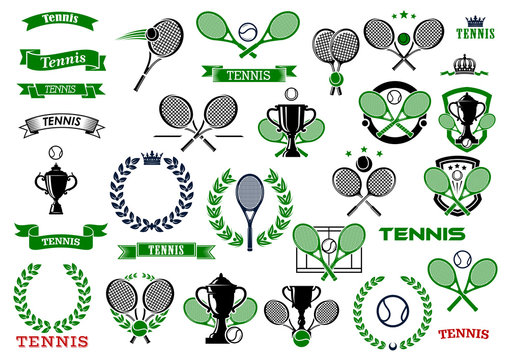 Tennis sport game icons and symbols