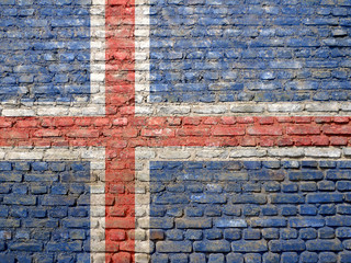 Iceland flag painted on old wall