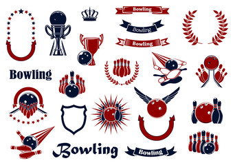 Bowling game items and heraldic elements