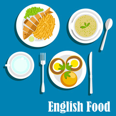 Traditional national english cuisine dishes
