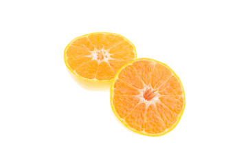 Tangerine slice isolated on white.