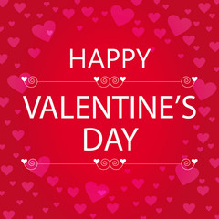 Happy Valentine's Day Greeting Card - Pink hearts on red border background with text Happy Valentine's Day