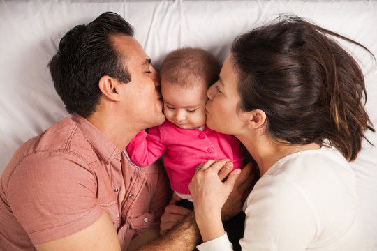 Parents in love with their baby girl