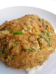 Pork omelet with Vegetable  & Thai jasmine rice