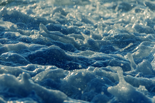 Restless water. Waves. Tur- bulent the sea