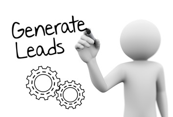 3d person drawing gears and concept of generate leads