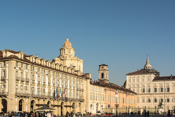 Fototapeta na wymiar Piazza Castello in Turin, Italy