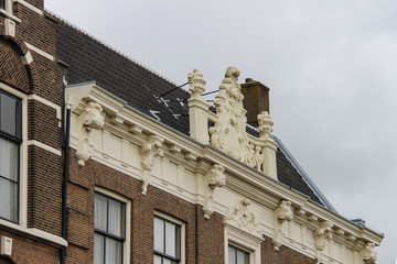 Fototapeta na wymiar Traditional roof of old building in Harlem, the Netherlands