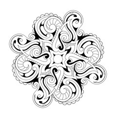 Coloring book page with ethnic ornaments