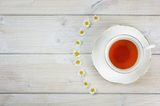 A cup of chamomile tea.