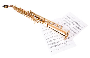 Musical notes and saxophone