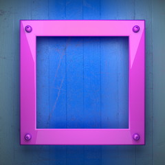 pink metal and blue wood background