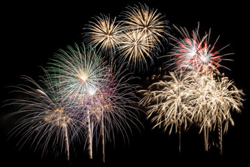 Celebration fireworks up the night sky.