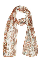 Silk scarf.  Beige silk scarf isolated on white background