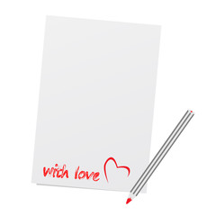 White paper with a signature.In free space you can write text advertising, discount or your idea. Vector.