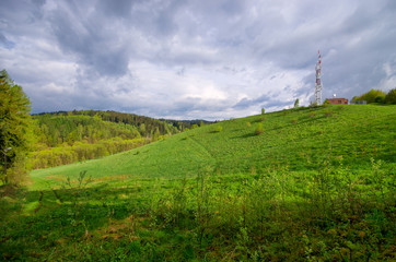 Fototapeta na wymiar Landscape in the hills with dramatic sky