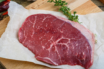 Raw beef steak