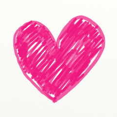 Watercolor painted pink heart for texture and valentine backgrou