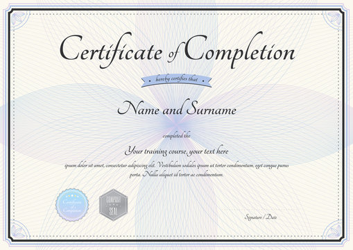 Certificate of completion template in vector with florist botany