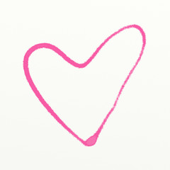 Watercolor painted pink heart for texture and valentine backgrou