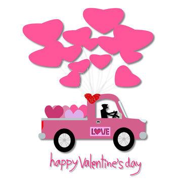 Happy valentine's day, Valentine's Day greeting card illustration. paper cut style