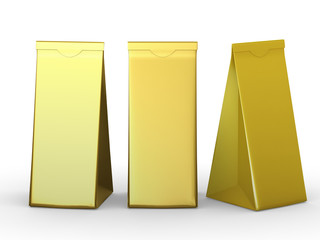 Golden folded paper bag with clipping path