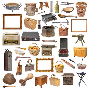 collection of isolated vintage objects