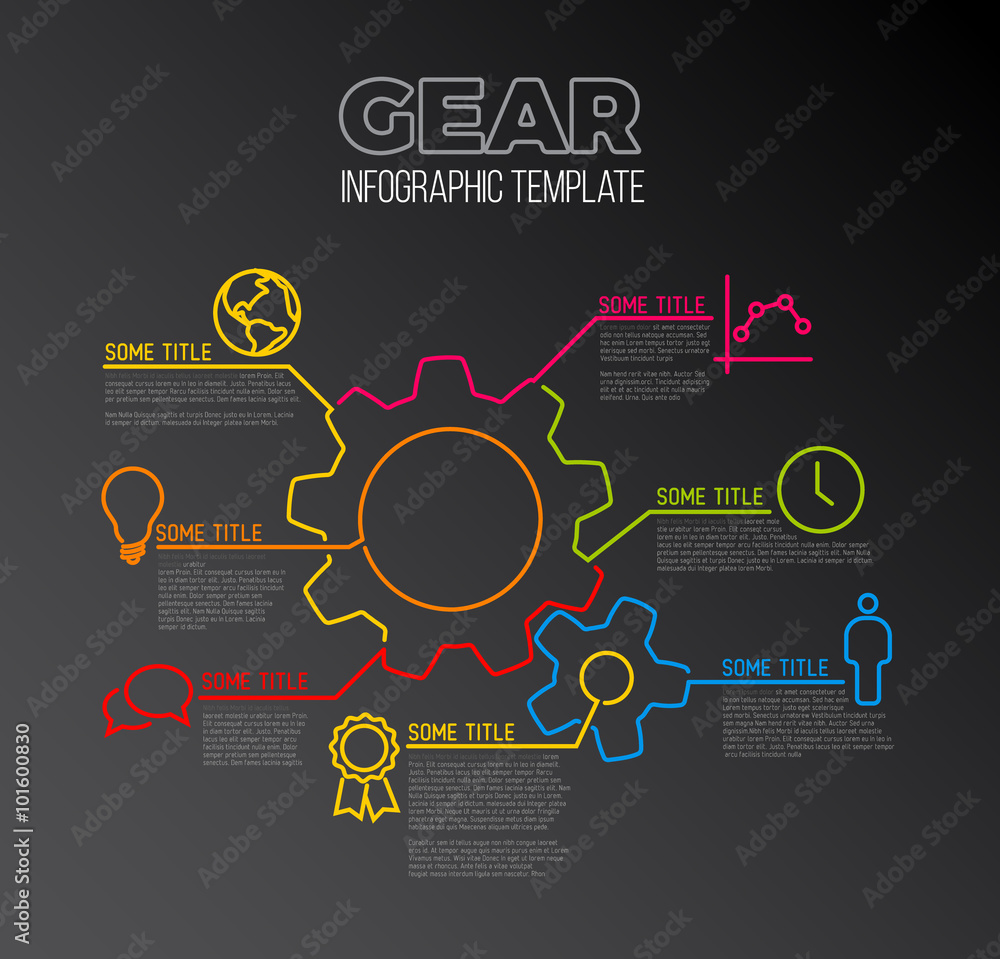 Poster vector infographic report template made from lines and icons