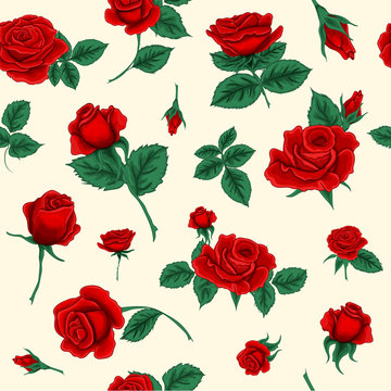 Floral Seamless Pattern with Roses