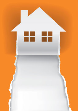 House For Sale Advertisement Template.
Illustration Of Ripped Paper Paper House Symbol With Place For Your Text Or Image. Vector Available.
