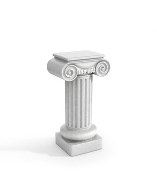 Tall Doric Column Pillar Isolated On White Background. Pedestal.