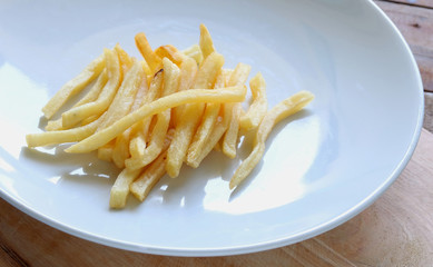 Golden French fries potatoes ready to be eaten