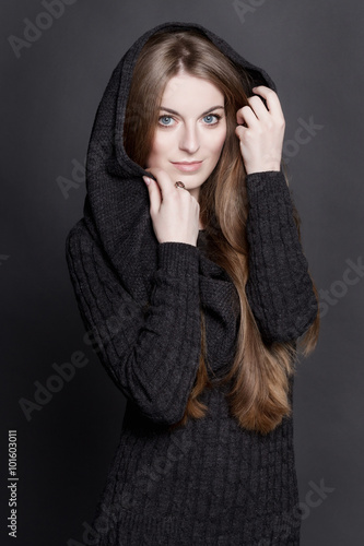 Young Woman With Long Gorgeous Dark Blond Hair And Large