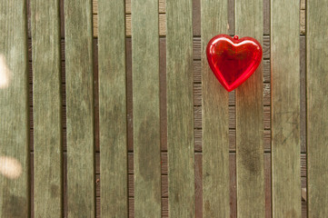 red heart on the plywood