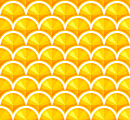 Seamless background with orange slices. Vector pattern in flat design.