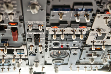 Lots of switches - modern jet airliner cockpit