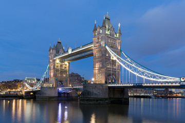 Fototapeta na wymiar Tower Bridge in London at Dusk, Twilight.