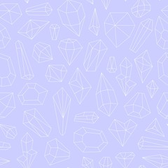 Seamless pattern made of line art crystals