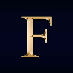 Gold letter "F" on a black  background