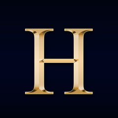Gold letter "H" on a black background