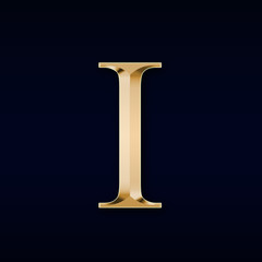 Gold letter "I" on a black background