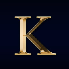 Gold letter "K" on a black  background