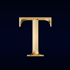 Gold letter "T" on a black  background