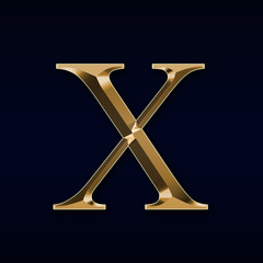 Gold letter "X" on a black  background