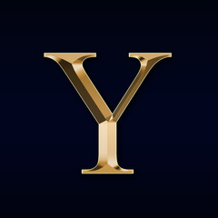 Gold letter "Y" on a black  background