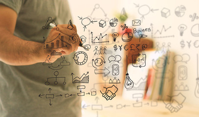 Man writing icons, Idea, Inspiration